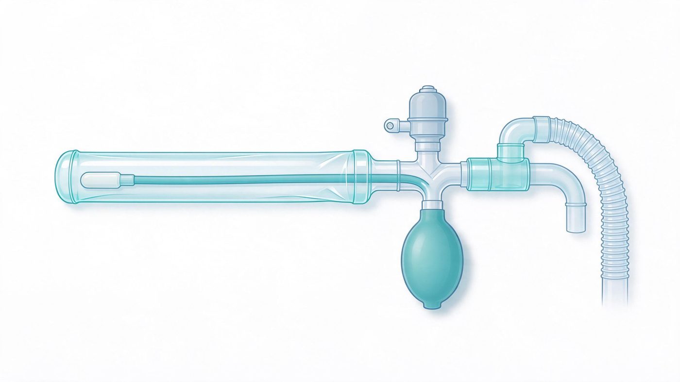 Closed suction catheter system illustration (illustrative)